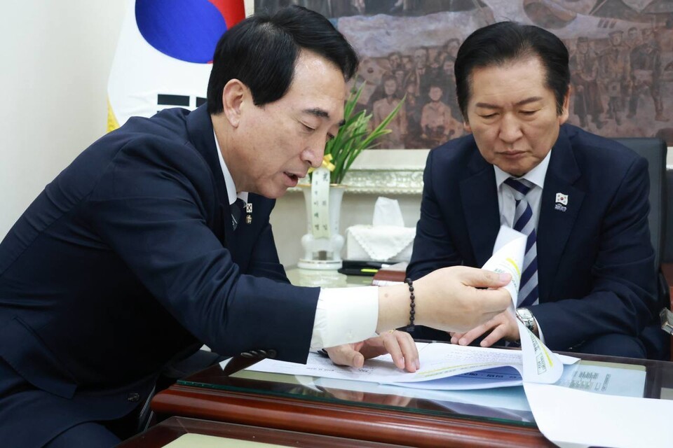 박수현 국회의원, 정청래 당대표 긴급 면담